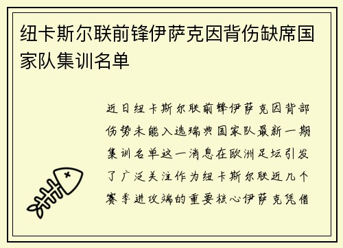 纽卡斯尔联前锋伊萨克因背伤缺席国家队集训名单